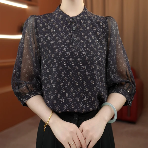 2025新款原版正品夏季新款时尚气质黑色波点衬衫高级感上衣
