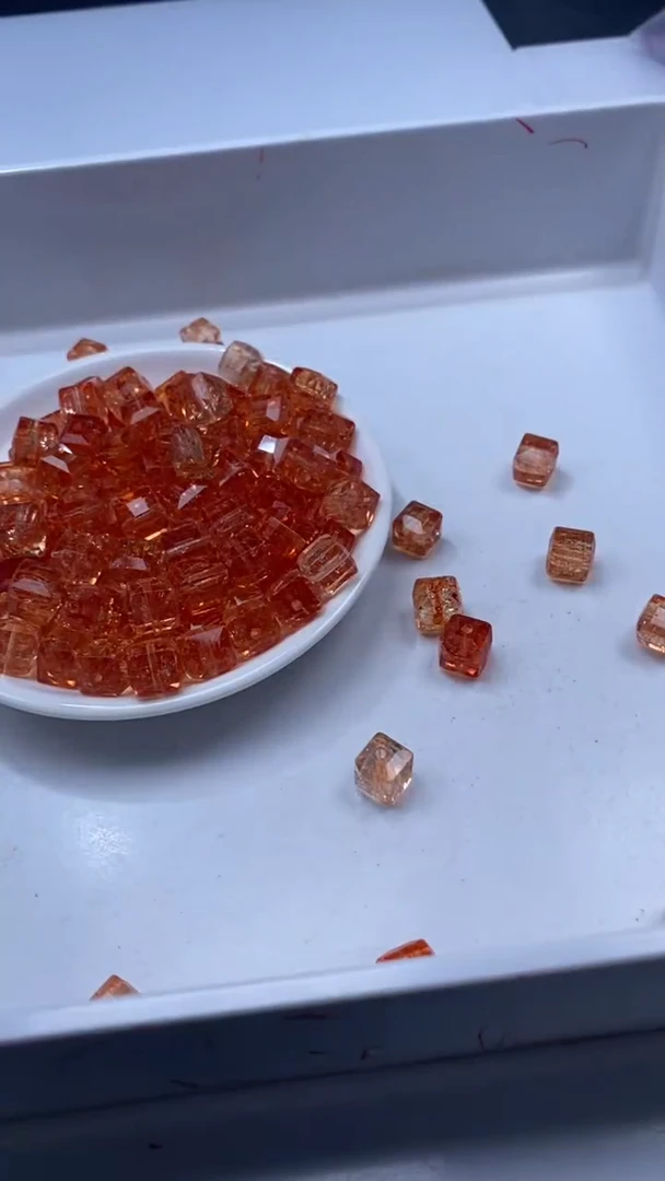 颈饰未镶嵌水晶w3315金橙碧玺方糖10mm*8颗