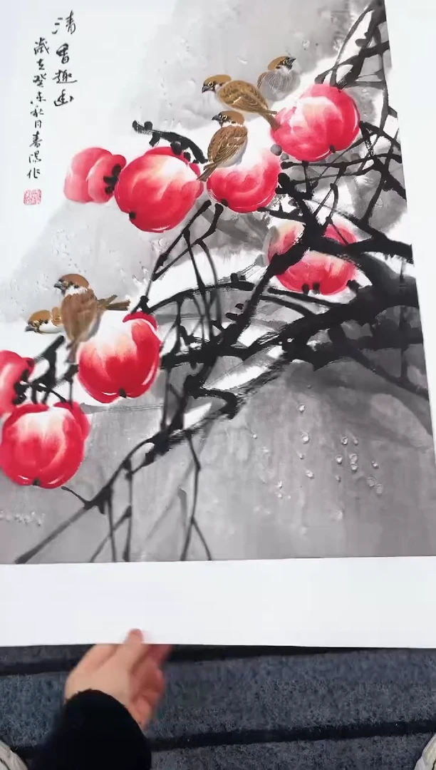 精品国画花鸟作品开三