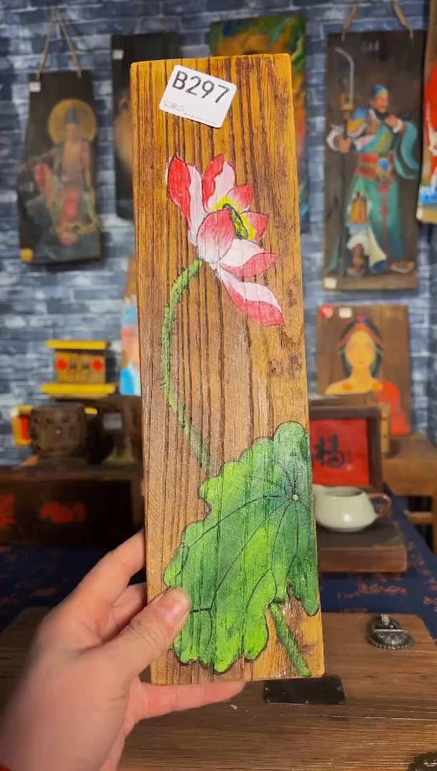 风化老门板丙烯画