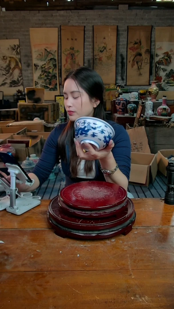 摆件景德镇陶瓷摆件龙纹米饭碗