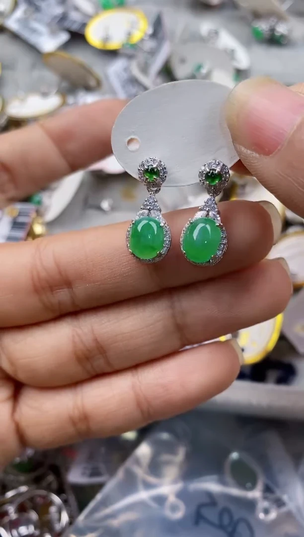 银S925镶嵌戒指翡翠666---6