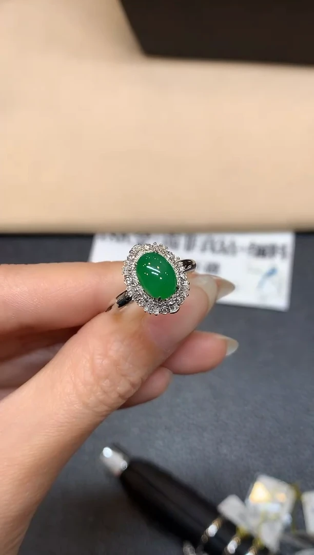 18K金镶嵌戒指翡翠【24小时鉴赏期】两用款