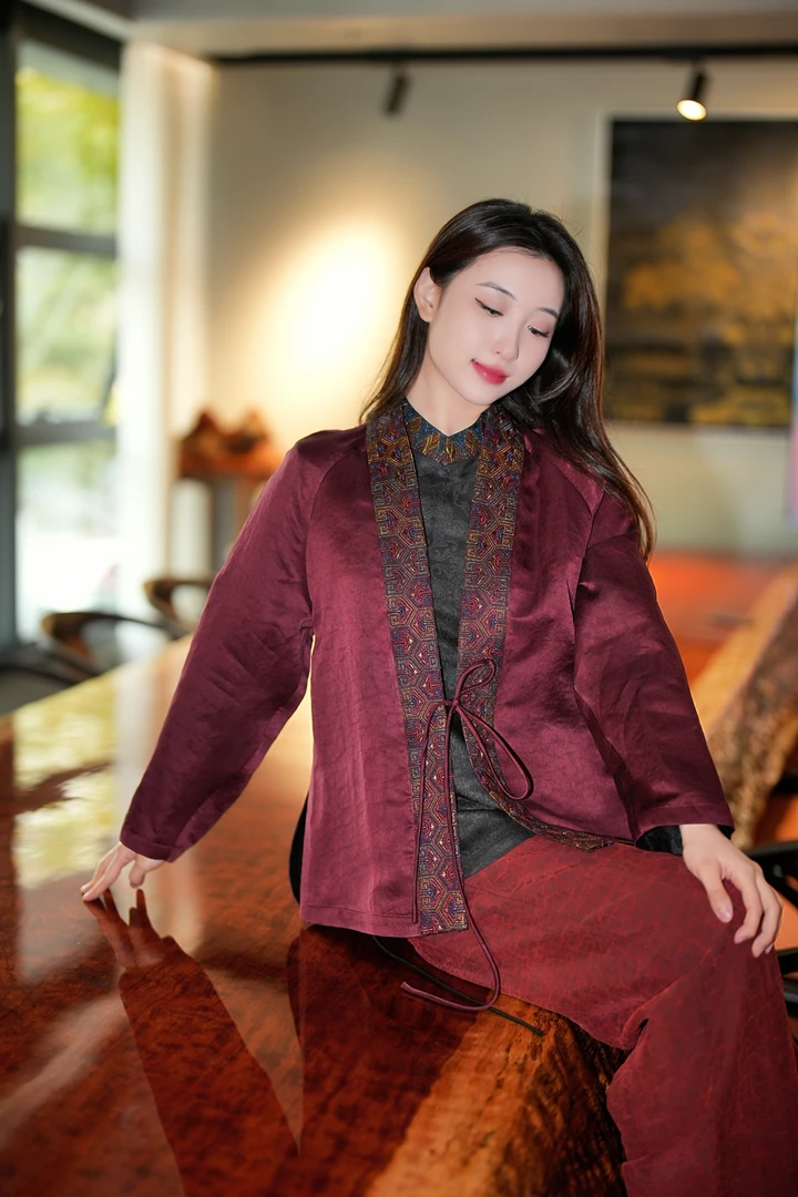 蓝大【簟纹】新中式桑蚕丝太太服7579