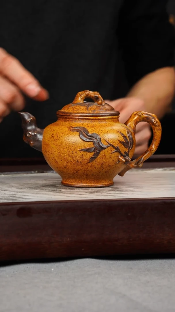 【闪购商品】紫砂茶壶龙骨金砂 报春 刻绘