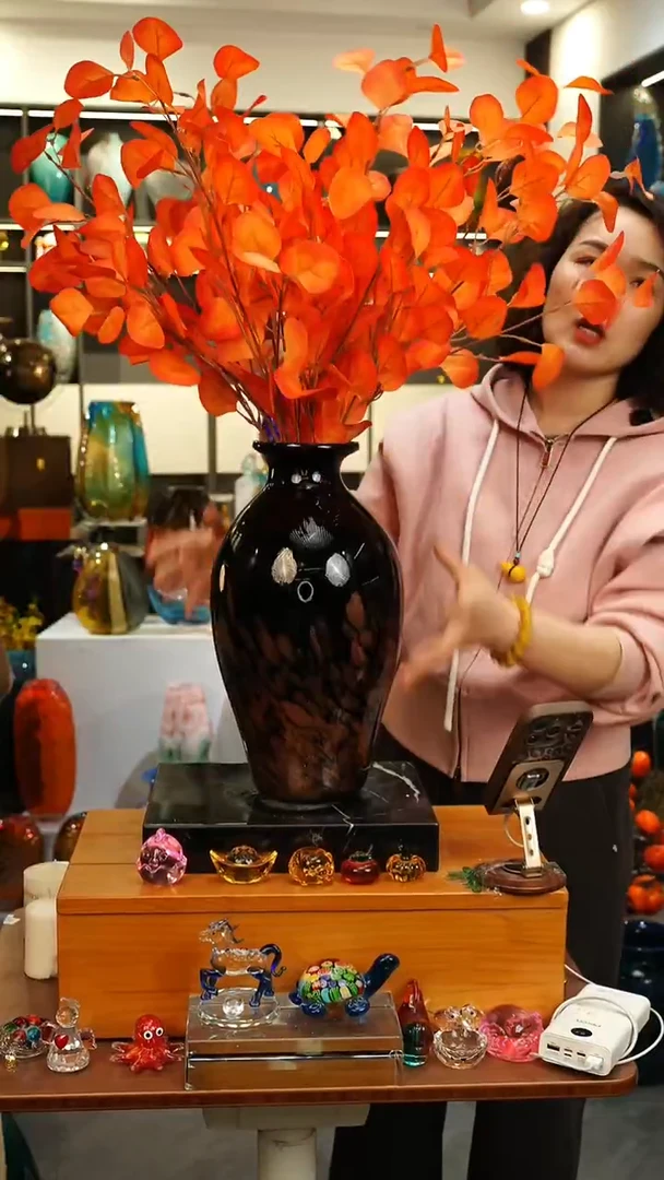 外贸花瓶尾货花瓶198  l337+5支银杏叶