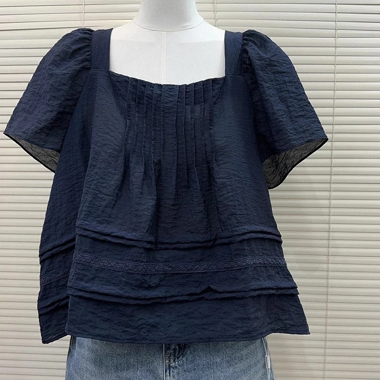 2025夏日新款爆款独特漂亮上衣气质设计感高级感洋气减龄蓝色上衣