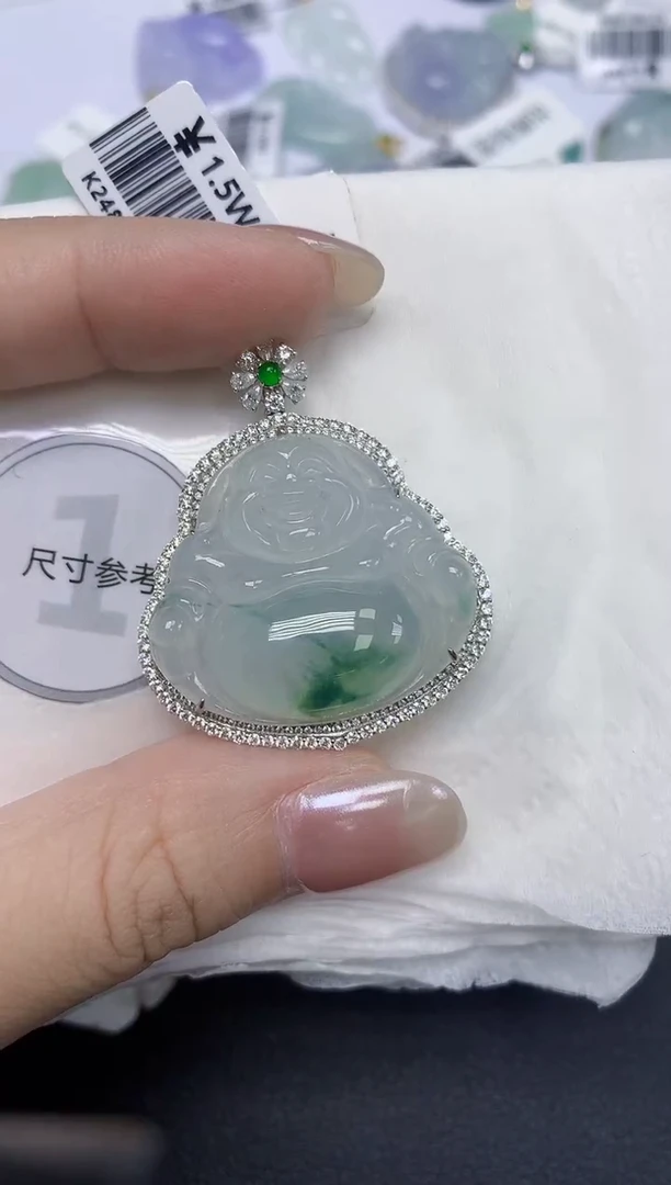 翡翠18K金镶嵌颈饰天然缅甸翡翠A货百元以上9元证书费自理