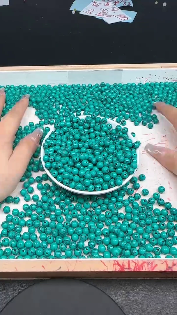 未镶嵌菱锰矿珠宝半成品绿松N1169卡6MM散珠30颗