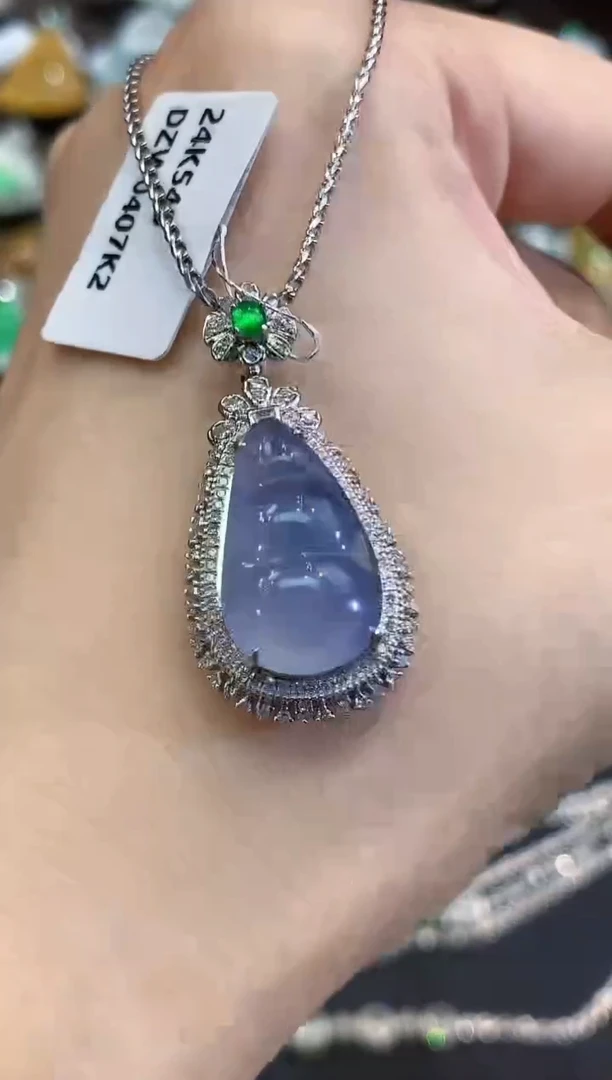 吊坠(不含链)18K金镶嵌翡翠B122  紫货有色差