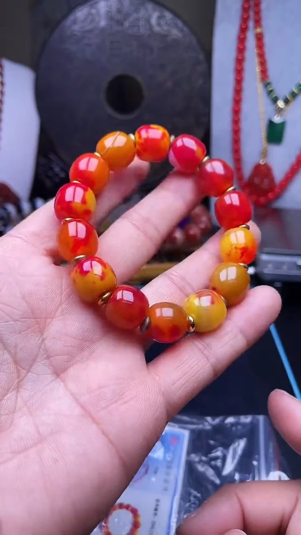 未镶嵌手串玛瑙/玉髓天然珠宝藏红花【多样性拍一发一】