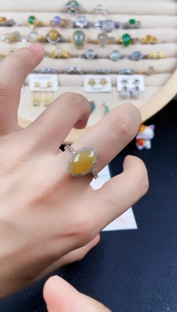 翡翠戒指银S925镶嵌64491