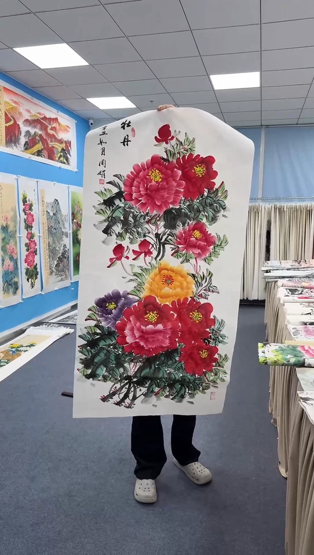 国画手绘作品/书法字画竖版牡丹