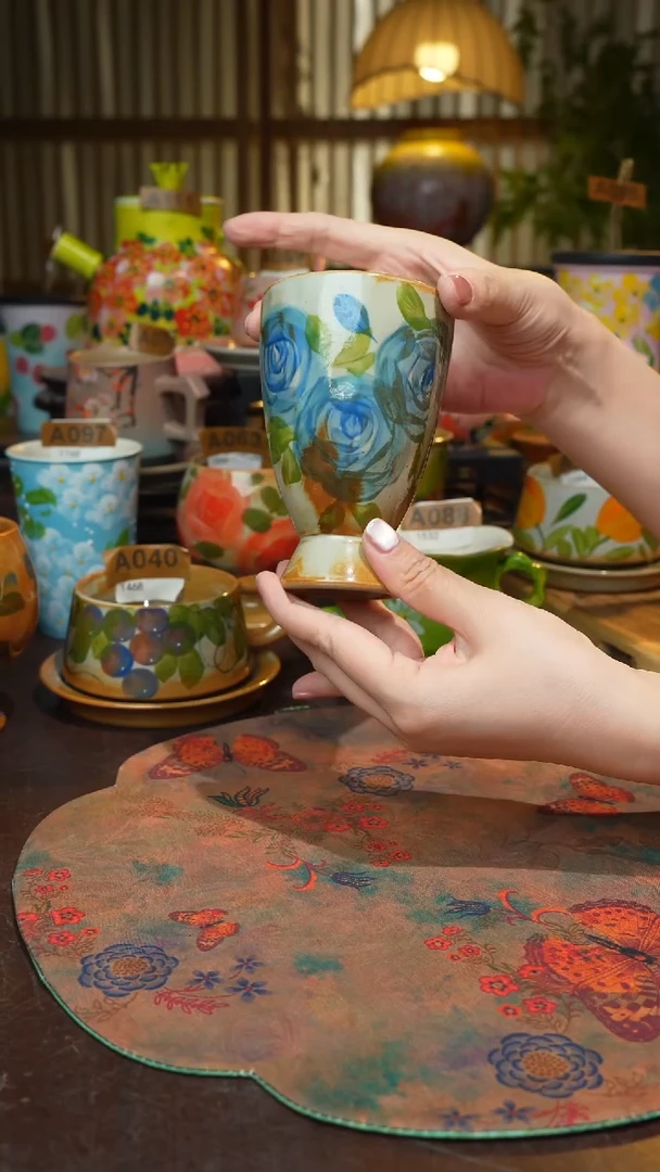 杯子景德镇高温釉下手绘陶瓷