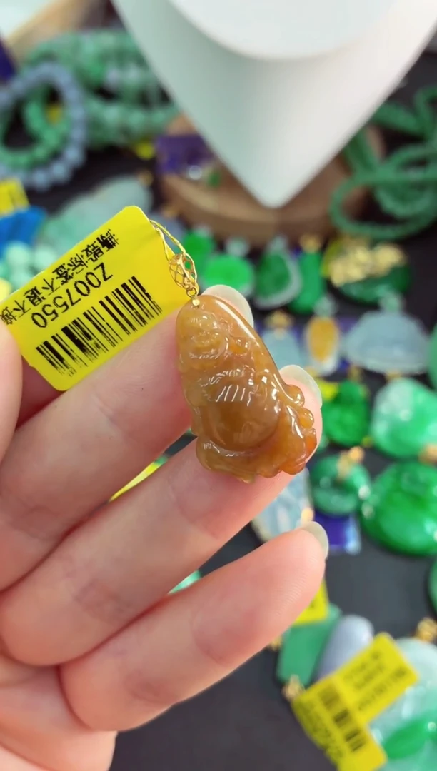 吊坠(不含链)18K金镶嵌翡翠挂件