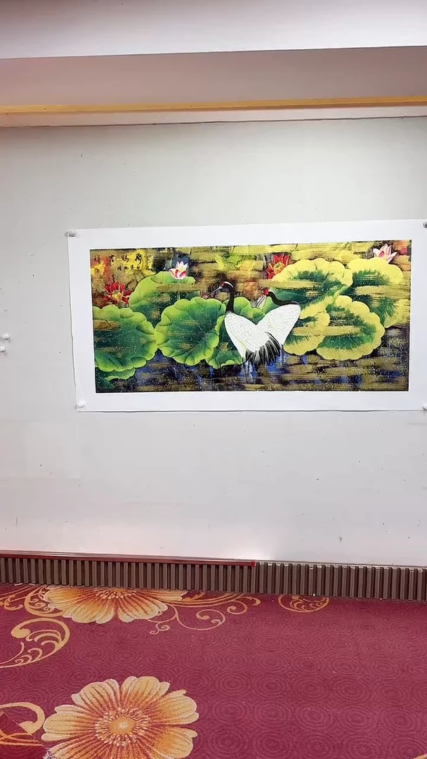 国画荷鹤吉祥/6尺托底/雷畅胜