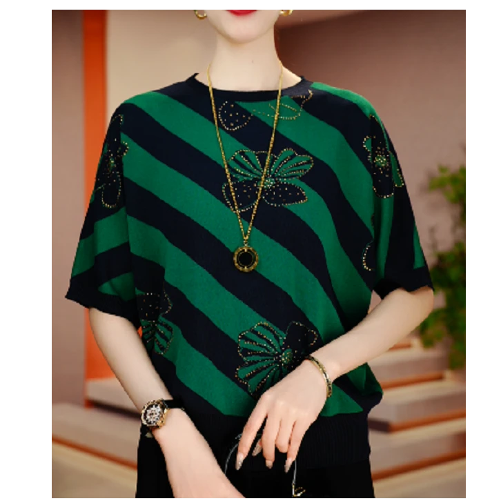 诺诗 夏季针织短袖上衣舒适透气轻奢气质V25Q331