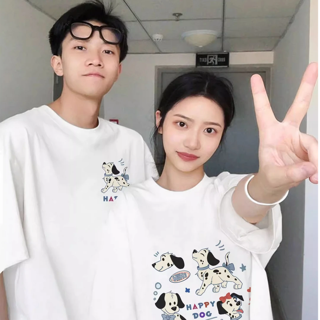 加肥大码300斤卡通休闲潮牌时尚纯棉情侣短袖男女夏季百搭显瘦t恤