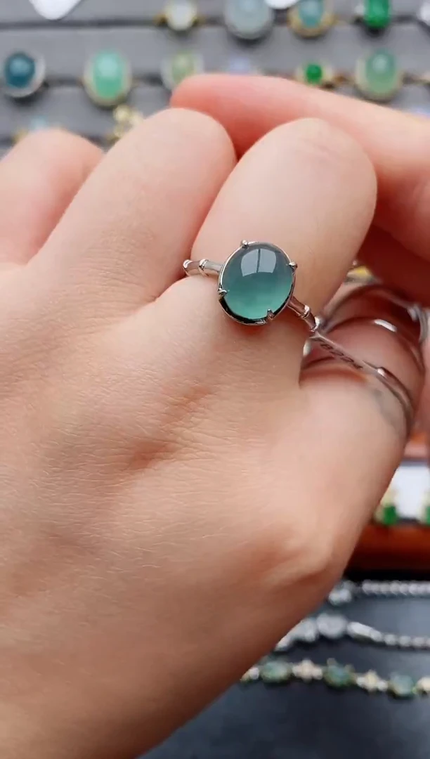 翡翠戒指银S925镶嵌一物一证