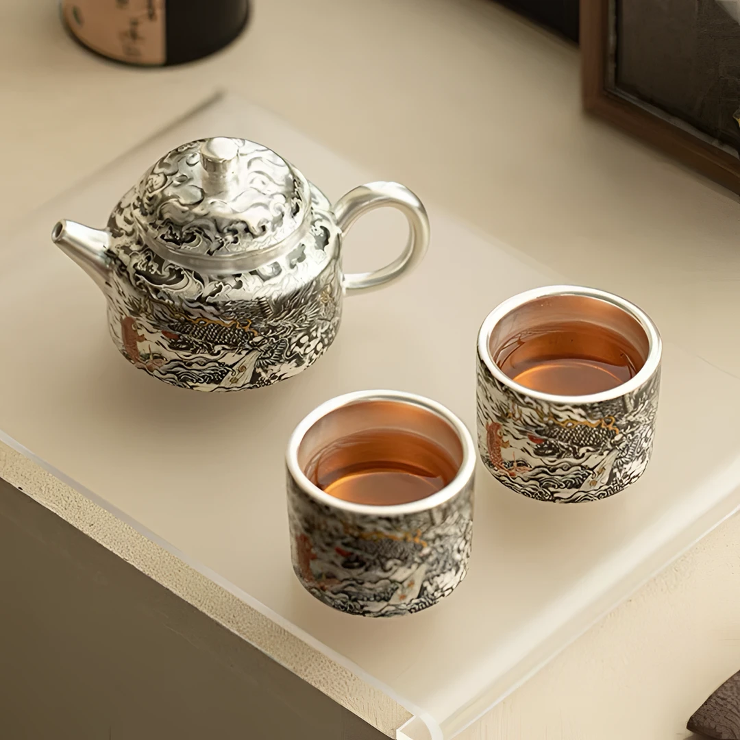 非遗传承周鸿杰墨龙将军壶泡茶壶茶杯套装（送两杯茶盘）ZHZ102