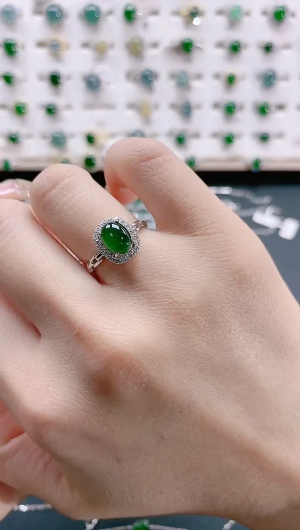 【闪购商品】翡翠戒指银S925镶嵌天然翡翠