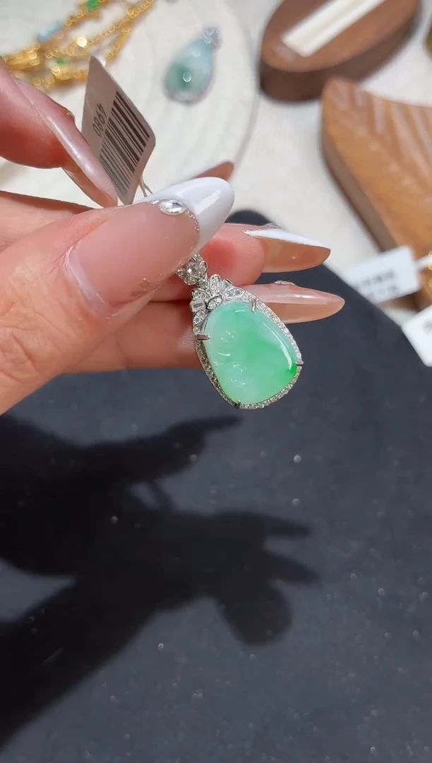 吊坠(不含链)银S925镶嵌翡翠【挽石珠宝】如意