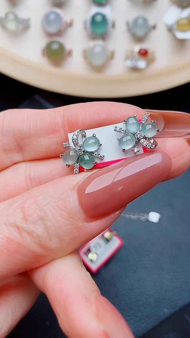 银S925镶嵌戒指翡翠...