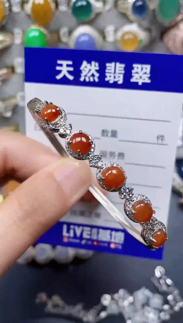 银S925镶嵌手镯翡翠185