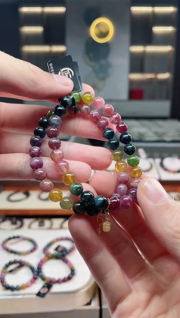未镶嵌老矿碧玺彩虹单圈手串7mm+碧玺多样性发一条xion