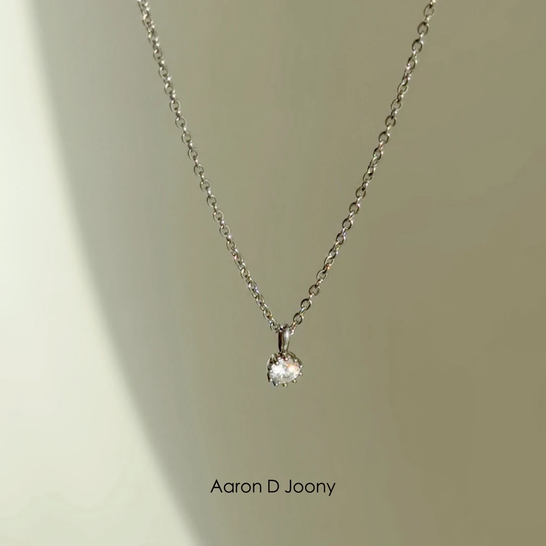 坠链均925银合成锆石 艾伦素银悦钻简约轻奢通勤项链银色吊坠P069