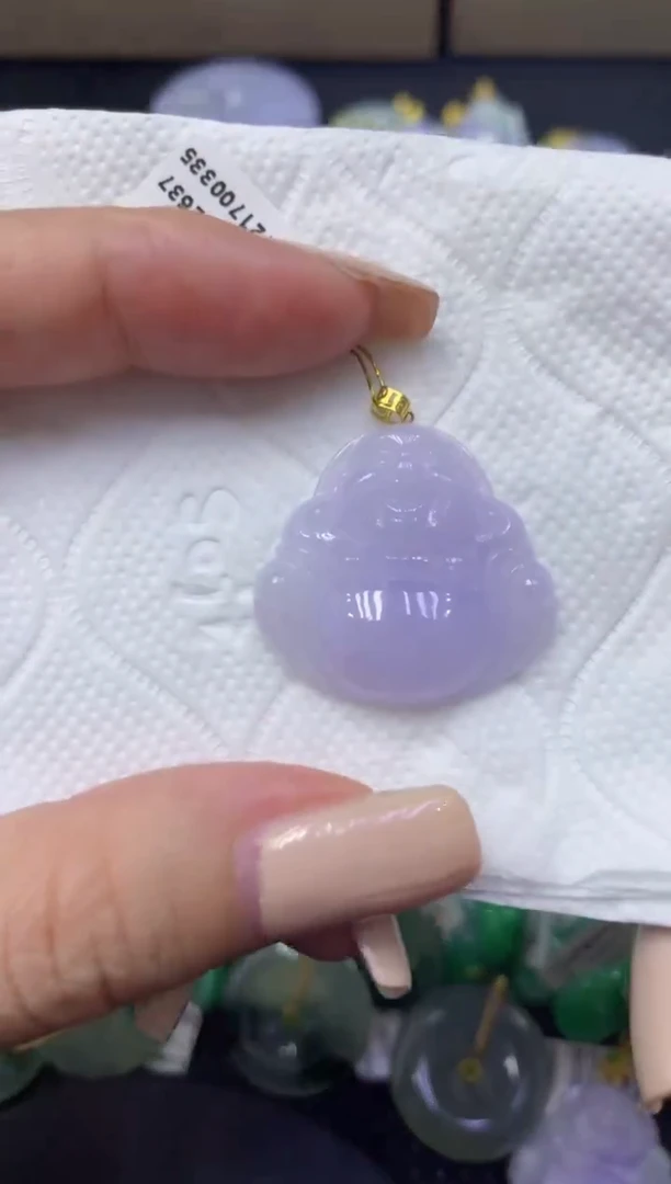 颈饰18K金镶嵌翡翠天然缅甸翡翠A货