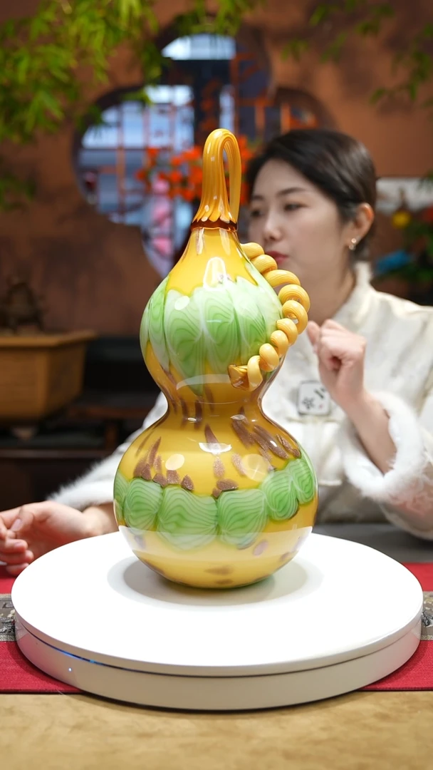 【闪购商品】琉璃手工艺品剪花葫芦大号