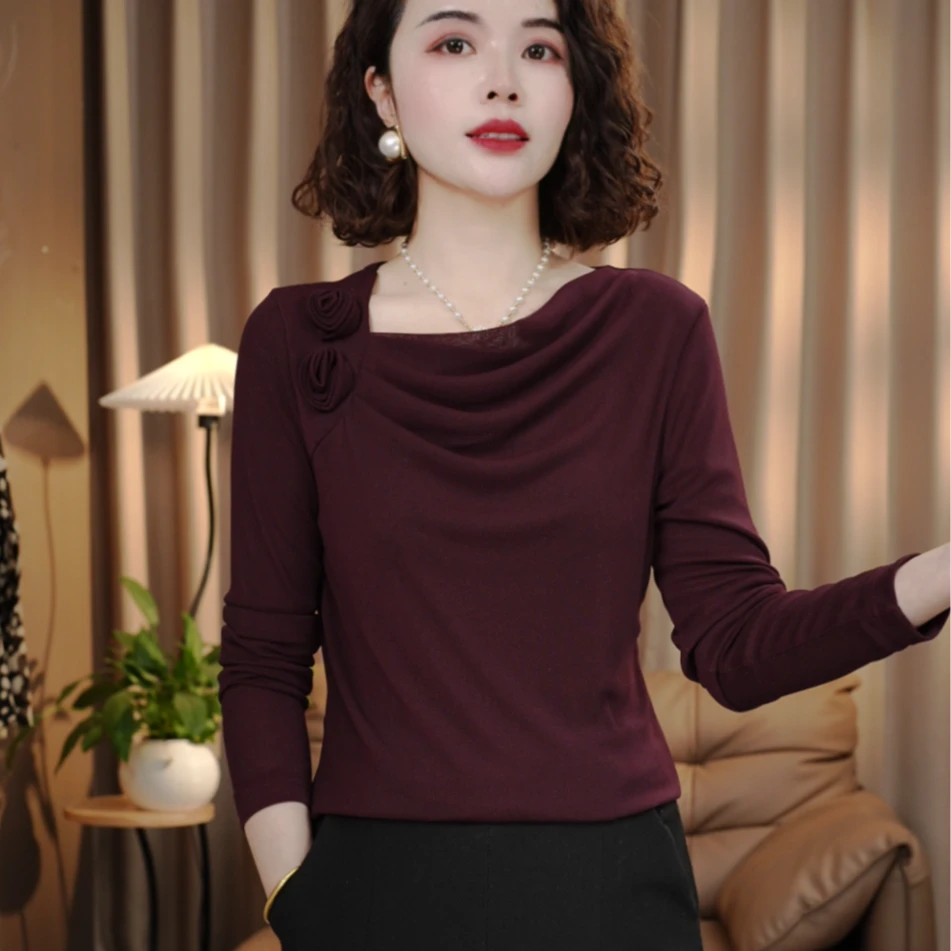 2025春季新款法式洋气玫瑰花手工定制上衣百搭气质显瘦小衫