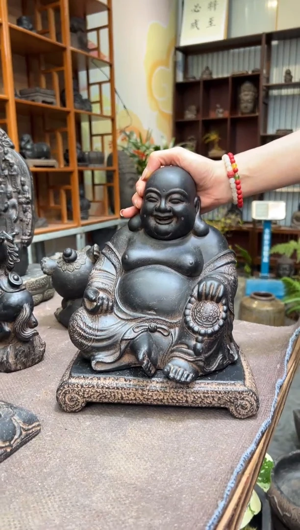 陶土【火山泥】大肚佛+小江枫底座