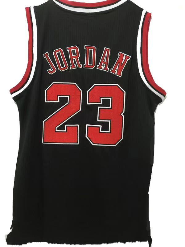 公牛乔帮主23号黑色bull全刺绣复古密绣款篮球训练速干透气服-50