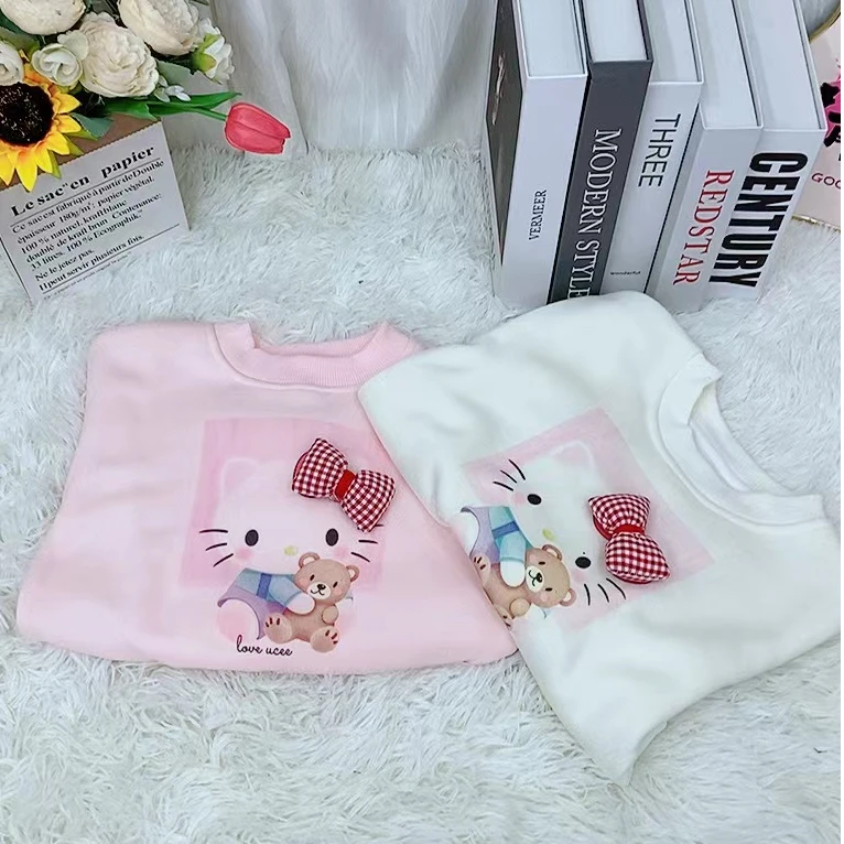 H4数码印花加绒立体蝴蝶结卫衣