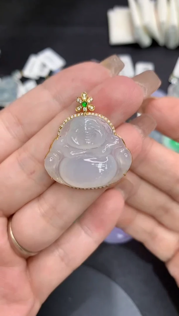 吊坠(不含链)18K金镶嵌翡翠111