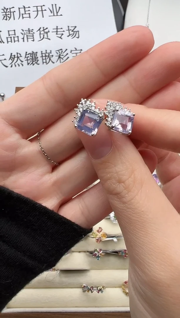 银S925镶嵌耳饰紫晶75