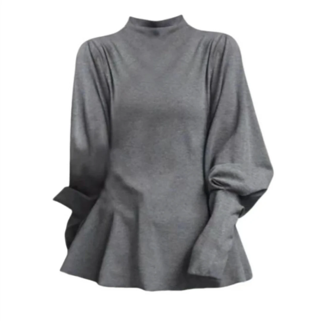 胖mm设计感收腰半高领轻熟显瘦大码打底上衣气质长袖时尚百搭修身