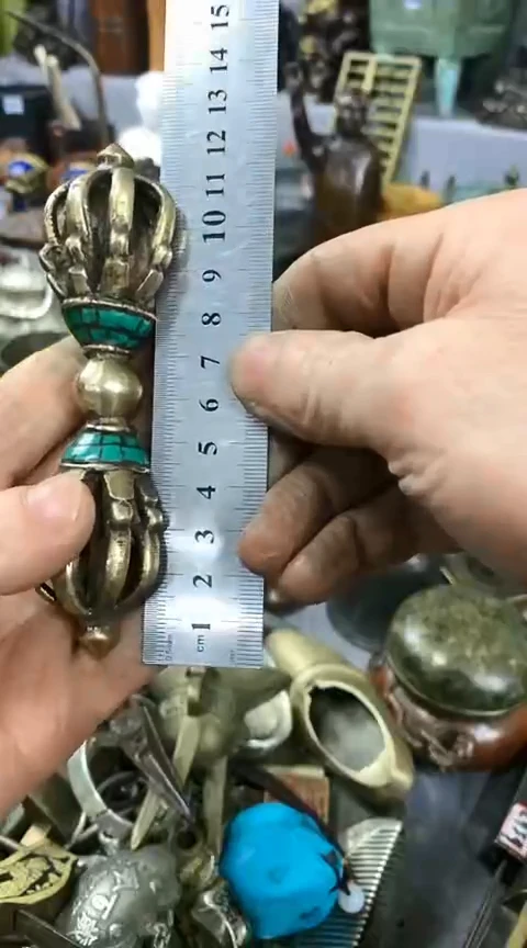 【闪购商品】一物一拍编号嵌绿杵把件