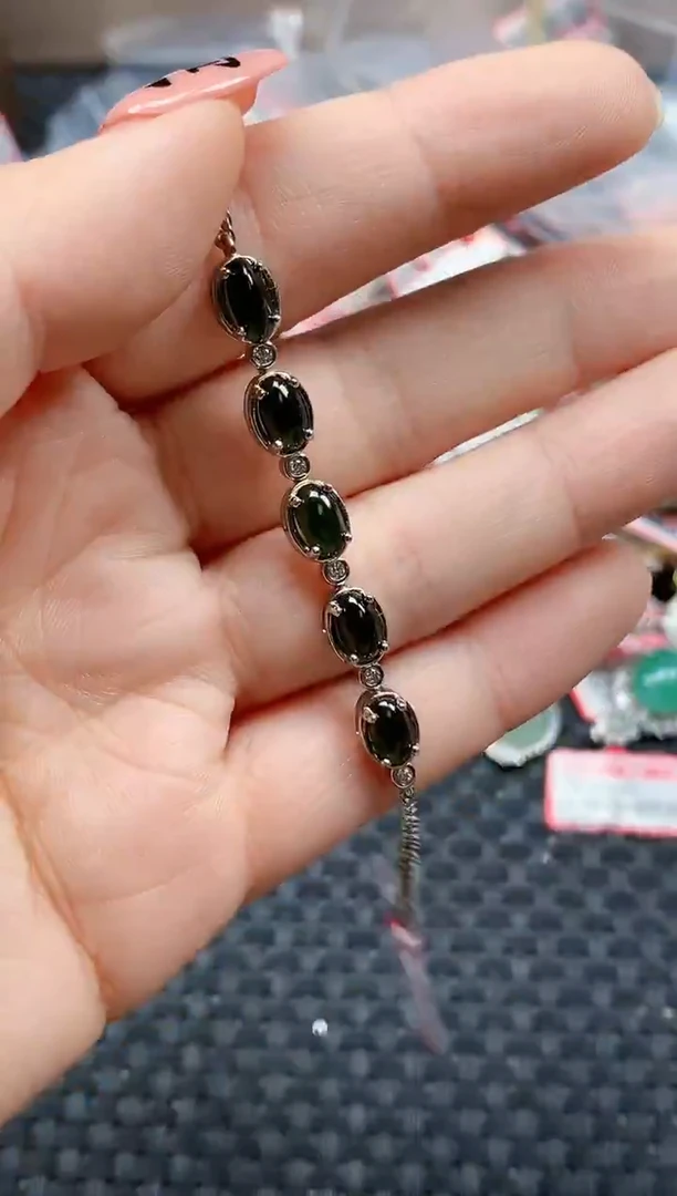 银S925镶嵌戒指翡翠天然A货缅甸翡翠