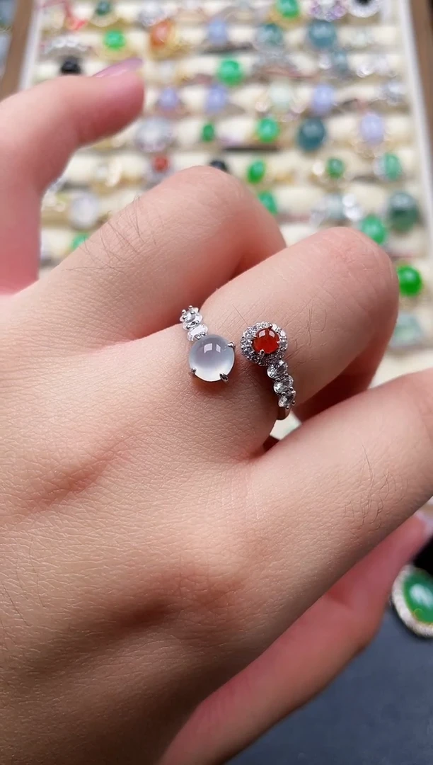 银S925镶嵌戒指翡翠95