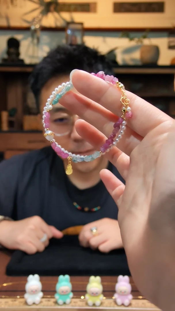 手链银S925镶嵌碧玺S925银碧玺手链QK