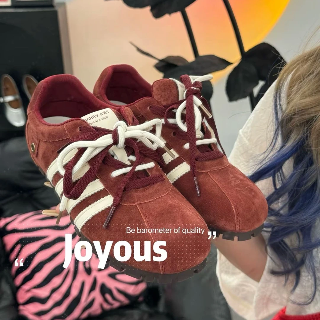 （复古圆头4杠砖红德训）joyous严选女鞋潮版(直接拍）