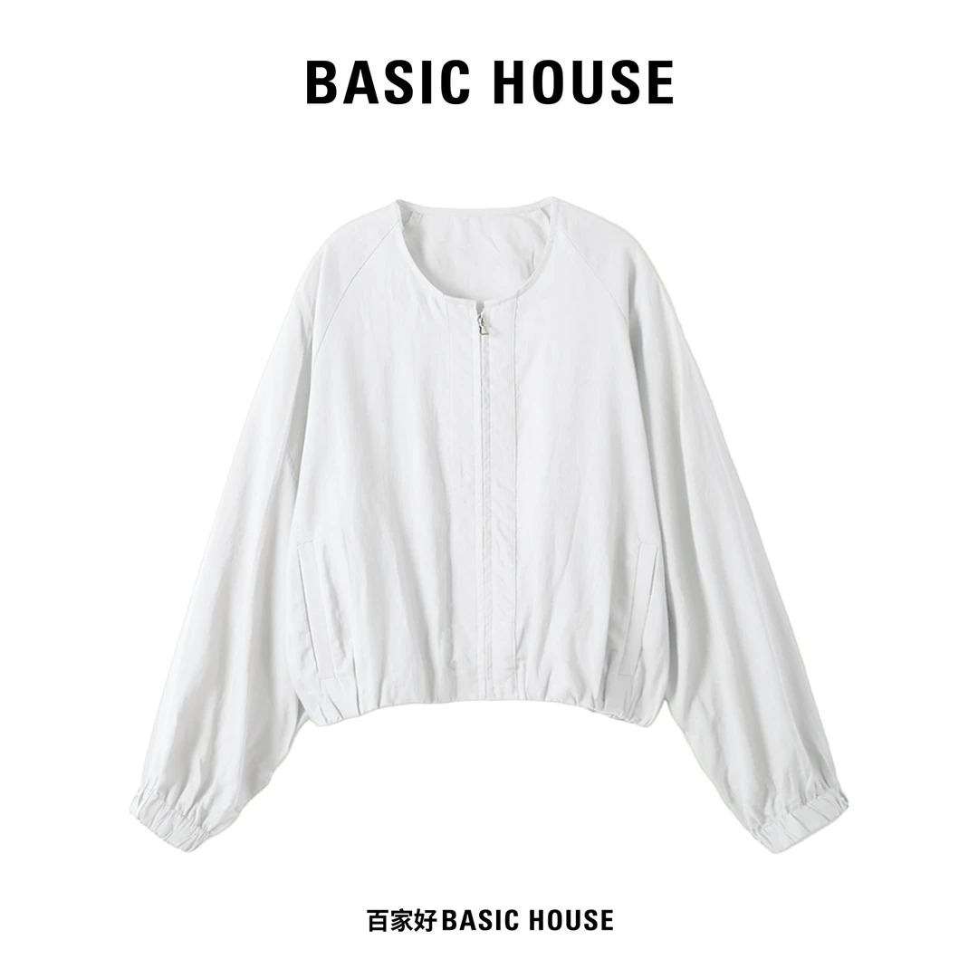 Basic House/百家好2025春季圆领拉链设计感时尚显瘦外套2322XX