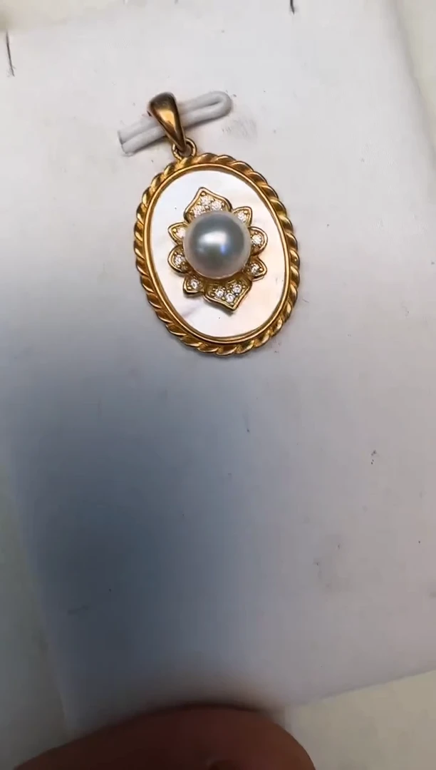 海水珍珠银S925镶嵌颈饰吊坠