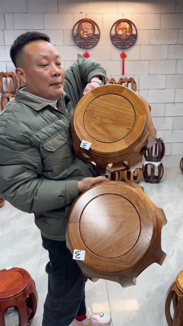 【闪购商品】花梨木类凳子原木色小号一对3号