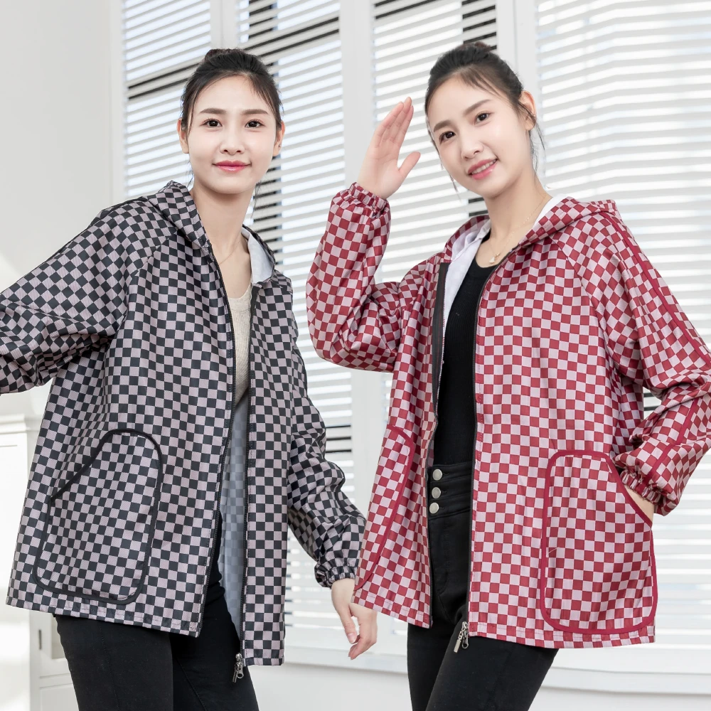 围裙新款时尚简约家用厨房做饭工作服耐脏耐磨可外穿上班防护罩衣