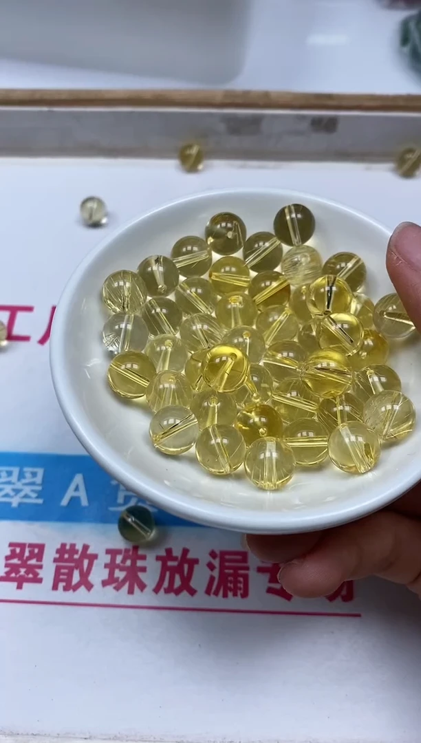 水晶珠宝半成品未镶嵌M800 金发晶10mm5个18元