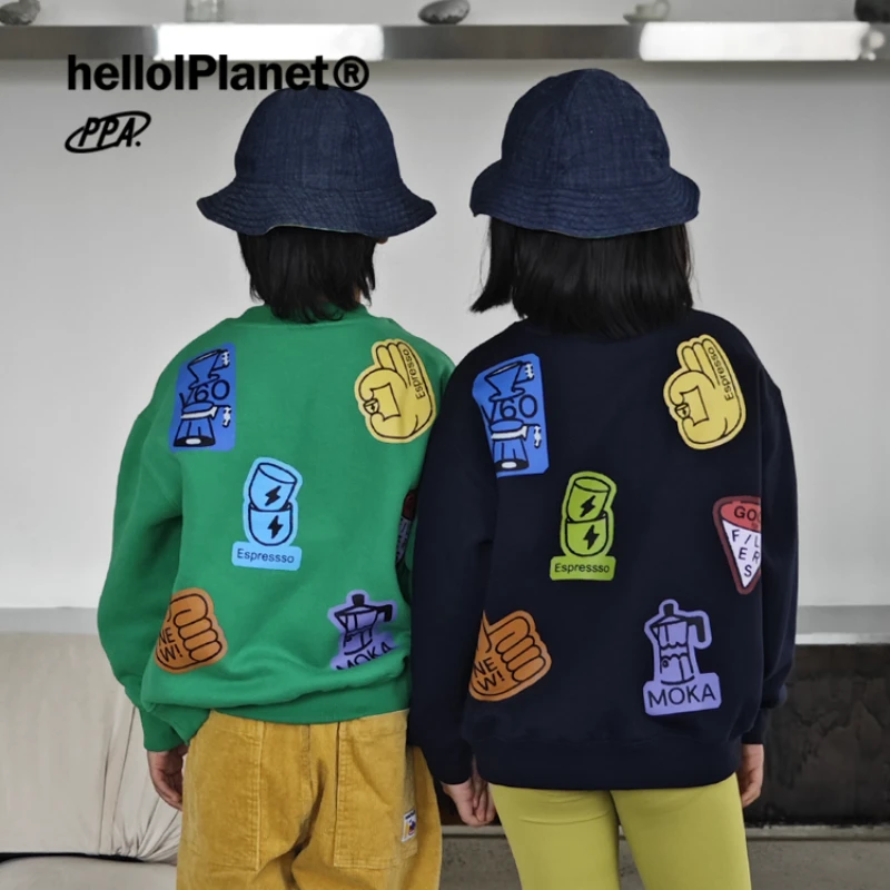 ppapa 保温面料印花保暖儿童长袖套头中大童圆领卫衣 1013146